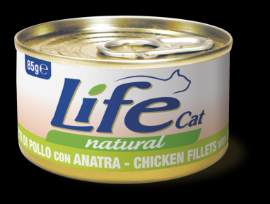 LifeCat Natural Консервований корм для котів з куркою та качкою 85гр