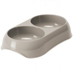 Moderna Густо, подвійна миска пластик для кота, 2* 200 мл, d-23*13*4, 1см, тепло-сірий