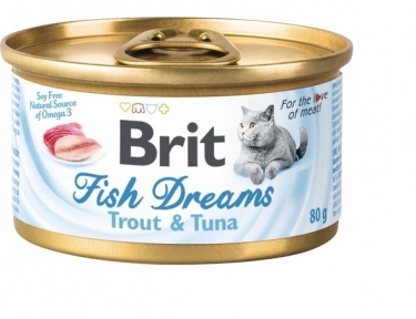 Brit Fish Dreams, консерви для котів, форель та тунець, 80г