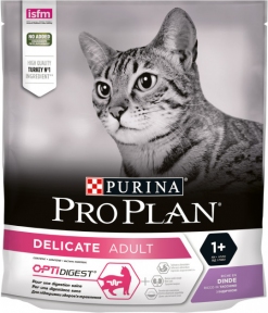 ProPlan Delicate Сухий корм для вибагливих котів з чутливим травленням Індичка 400g