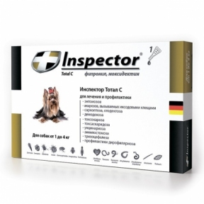 Inspector краплі від 14 зовнішніх та внутрішніх паразитів для собак до 4кг