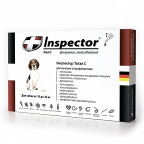 Inspector краплі від 14 зовнішніх та внутрішніх паразитів для собак 10-25кг