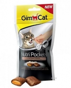 GimCat Nutri Pockets ласощі для котів птах та біотин 60г