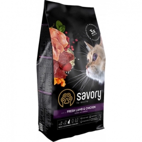 Savory Adult Cat Sterilized Fresh Lamb&Chicken, корм для кастр котів з ягням та куркою, 2кг