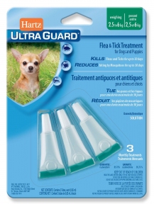 Hartz UltraGuard Drops 3в1 Краплі від бліх, кліщів та комарів 2,5-6 кг (0,65 мл) (3 шт)