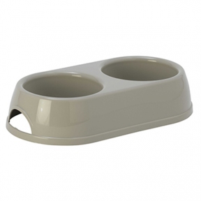 Moderna Double Eco Bowl, миска пласт, для собак та котів 2*230мл, d-9, тепло-сіра