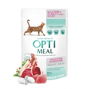 OptiMeal павуч для котів ягня з індичкою в соусі 85г (1 шт)