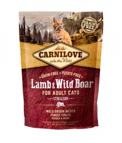 Carnilove Lamb&Wild Boar Sterilised сухий беззерновий корм для кастрованих котів 400g
