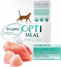 OptiMeal пауч для стерелізованих котів індичка та куряче філе 85g (1 шт)