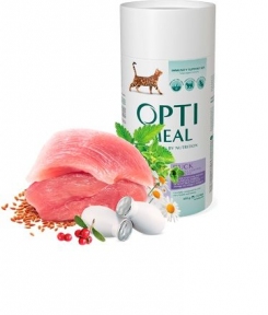 OptiMeal сухий корм для котів з ефектом виведення шерті зі смаком качки 650г