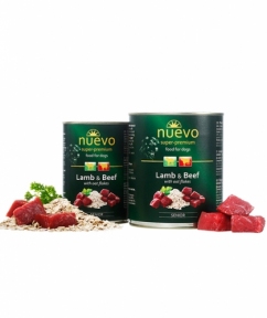 NUEVO Senior, консервований корм з ягнятком, яловичиною та вівсянкою, для літніх собак, 400г