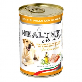 Healthy All days, вологий корм для собак, паштет зі шматочками, з куркою та морквою, 400г