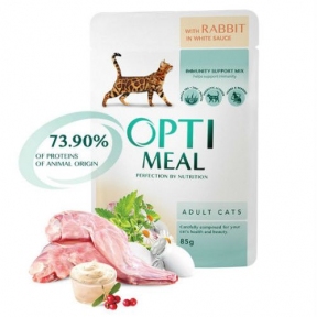 OptiMeal пауч для котів кролик у білому соусі 85г (1шт)