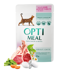 OptiMeal павуч для котів яловичина в журавлинному соусі 85г (12 шт)