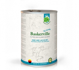 Baskerville консерва для собак телятина та лосось з пастернаком, шпинатом та зеленню 800г
