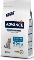Advance Cat, Turkey Sterilized, сухой корм для кастрир. котов с индейкой., 1,5кг