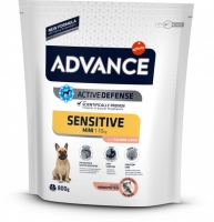 Advance Mini Sensitive для взрослых собак маленьких пород с чувствительным пищеварением 800 г 