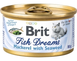 Brit Fish Dreams, консерви для котів, скумбрія та водорості, 80г