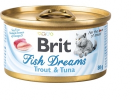 Brit Fish Dreams, консерви для котів, форель та тунець, 80г
