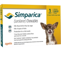 Zoetis Simparica таблетки от блох и клещей для собак 1.3-2.5кг 3шт (1 шт)