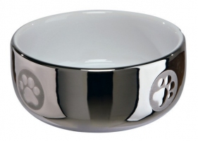 Trixie миска керам(серебро-белая) для  кота 0,3 л/ø 11 см
