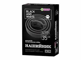 Vitomax нашийник Black&White від бліх та кліщів для котів та крейда собак чорний 35см