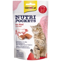 GimCat Nutri Pockets лакомство для кошек говядина и слод+клетчатка 60г