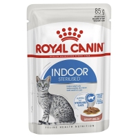 Royal Canin Indor Sterilised,влажный корм для стерилизованных и сидящих дома котов в соусе 85g