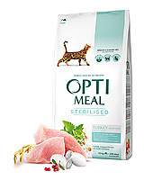 OptiMeal сухой корм для стерилизованых котов индейка и овес 10 кг