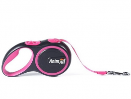 Animall-Рулетка-повідець до 12кг/3м (рожево-чорний) XS