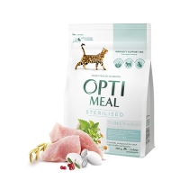OptiMeal сухой корм для стерилизованых котов индейка и овес 200г