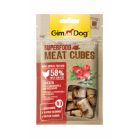 GimDog Superfood Meat Cubes, мясные кубики для собак с курицей, клюквой и розмарином 70г