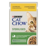 CAT CHOW Sterilized.Для стерилізованих котів. З куркою та баклажанами в желе. Конс/кот 85г
