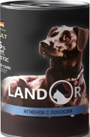 Landor полноценный влажный корм для всех пород собак, ягненок и лосось, 0,4кг