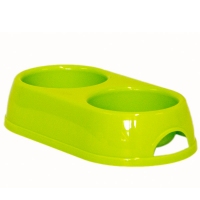 Moderna Double Eco Bowl, миска пласт, для собак та котів 2*230мл, d-9, лимонна