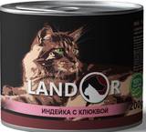 Landor полноценный влажный корм для стерилизованных кошек, индейка и клюквой, 0,2кг