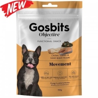 Gosbits Objective for Dog Movement, ласощі для собак, для суглобів, курка, лосось, молюск, 150g