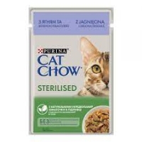 CAT CHOW Sterilized.Для стерилізованих котів. З ягням та зеленою квасолею в желе. Конс/кот 85г