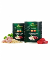 NUEVO Junior, консервированный корм с курицей говядиной и рисом + кальций, для щенков 800г
