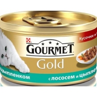 Gourmet Gold кусочки в подливе с лососем и цыпленком 85г