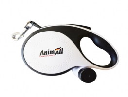 Animall Рулетка-повідець для собак RETRACTABLE з диспенсером, до 50кг/5м, біла, L