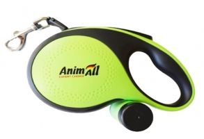  Animall Рулетка-повідець для собак RETRACTABLE з диспенсером, до 30кг/5м, зелена, M