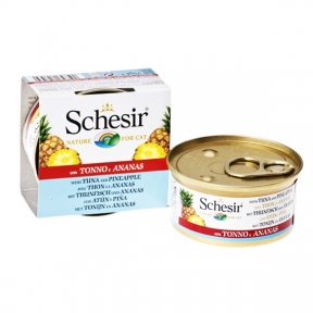 Schesir Tuna Pineapple консерви для кішок, вологий корм тунець з ананасом у желе, банку 75 г