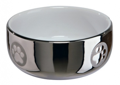 Trixie миска керам(срібло-біла) для кота 0,3 л/ø 11 см