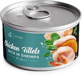 Savory Cat Kitten Chicken fillets with Shrimps, 70г