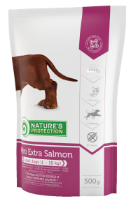 Nature's Protection Dog Mini Extra Salmon Повноцінний корм д/доросл.мал.порід 500+500g