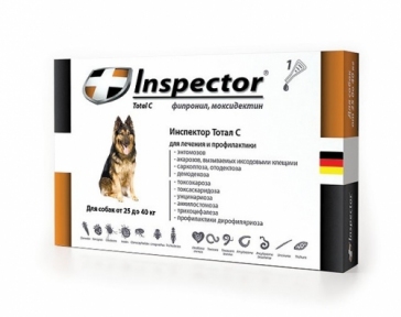  Inspector краплі від 14 зовнішніх та внутрішніх паразитів для собак 25-40кг