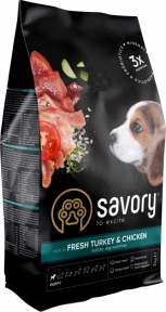Savory Puppy rich in Fresh Turkey&Chicken сухий корм для цуценят з куркою та індичкою, 1кг