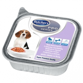 Butcher's Pro Series Консервований корм для собак шматочки телятини та моркви 150г