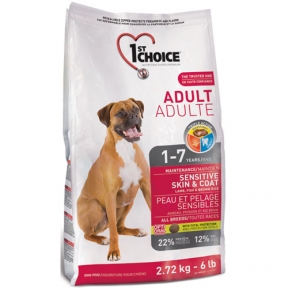 1st Choice Sensitive Skin&Coat Adult Lumb&Fish сухий супер преміум корм для дорослих собак, 0.35 кг